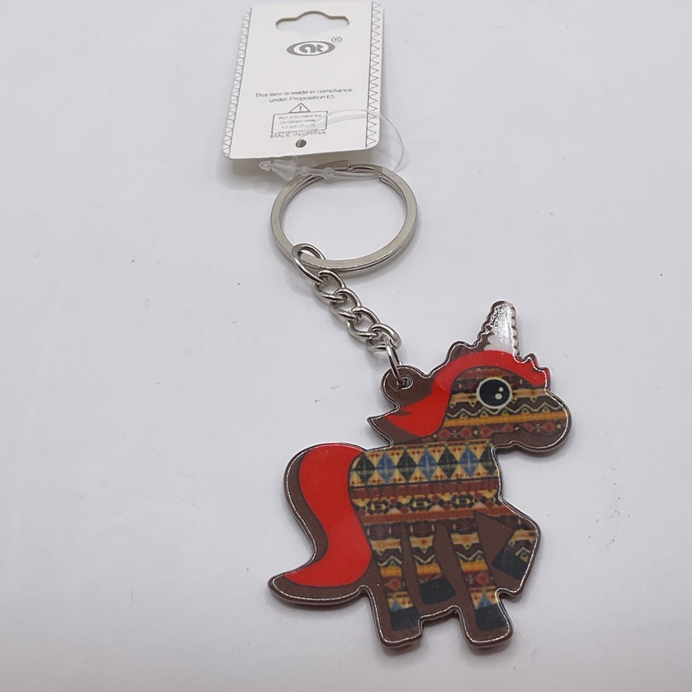 NThandmade Jewelry Red and Brown Unicorn Key Holder